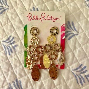Lilly Pulitzer Gold Metallic Earrings Sunset Safari